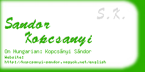 sandor kopcsanyi business card