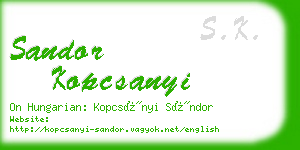 sandor kopcsanyi business card